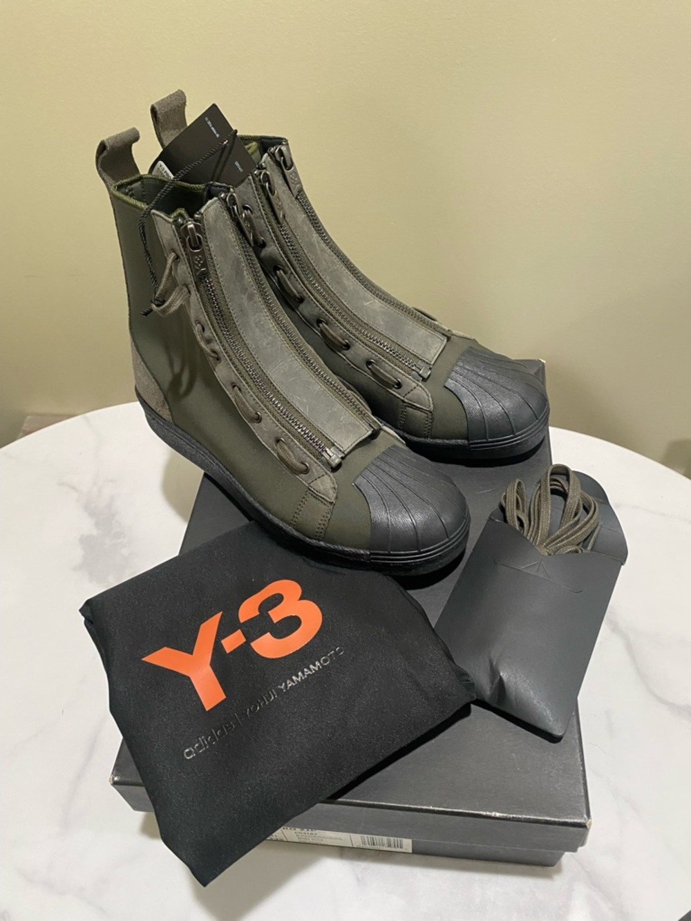 Adidas Y-3 Pro Zip Sneakers – Women’s Size US 6 / EU 38⅔ – Olive Green – NEW